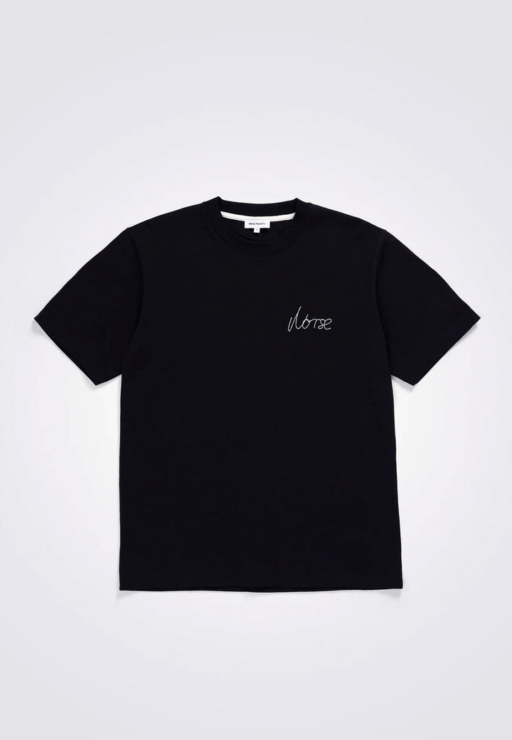 Johannes Chain Stitch Logo T-Shirt - Black