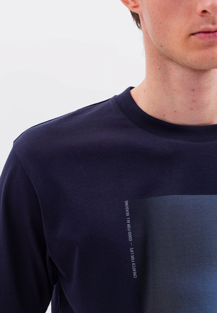 Johannes Blur Print T-Shirt - Dark Navy