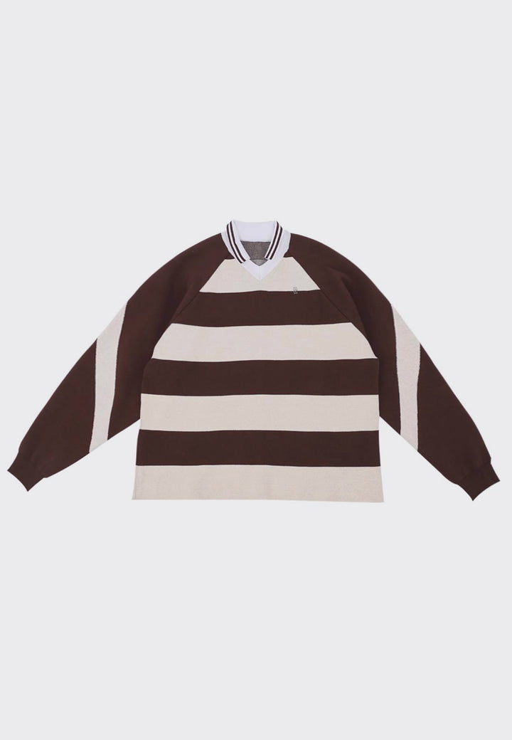 Knit Rugby Top - Brown