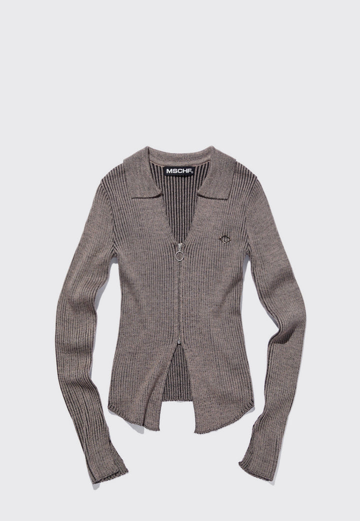 Knitted Two Tone Shirt - Grey/Beige