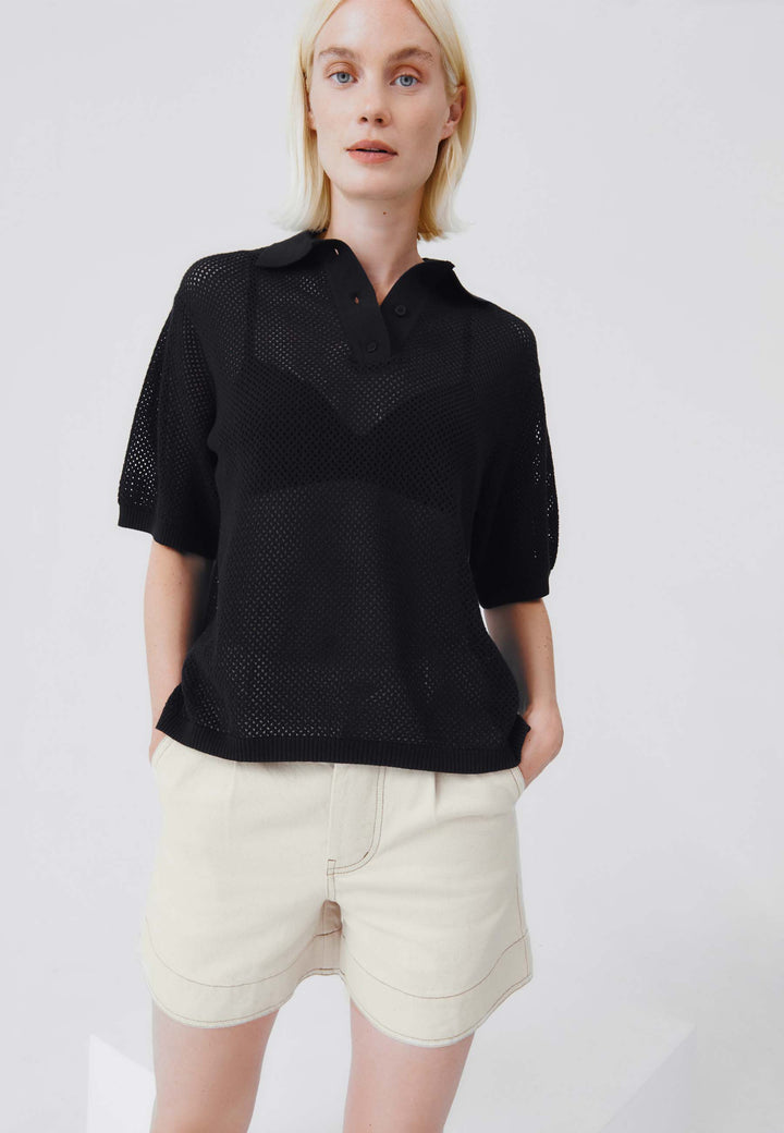 Knitted Polo - black
