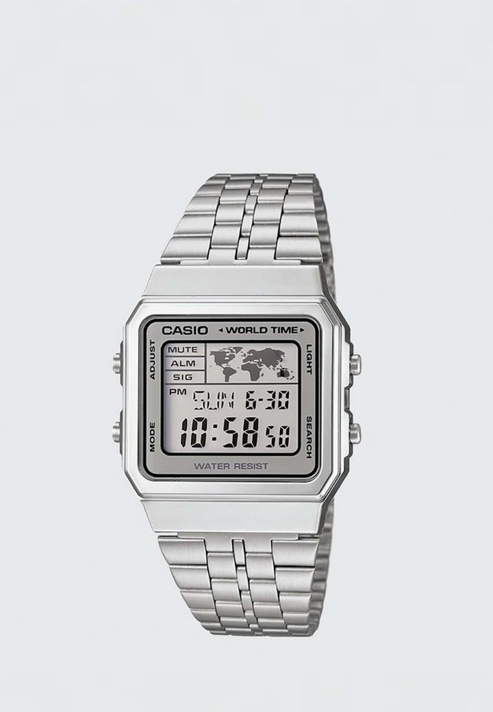 Gents Digital Square LED Watch (A500WA-7D) - silver