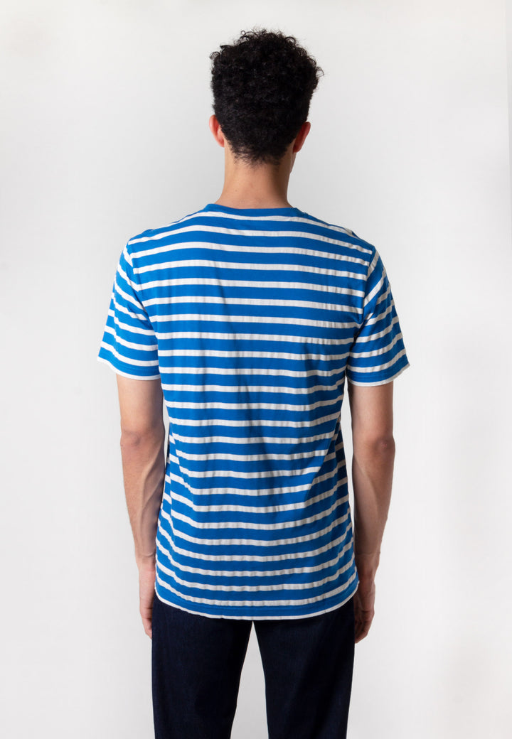 Niels Pique Stripe T-Shirt - himmel blue