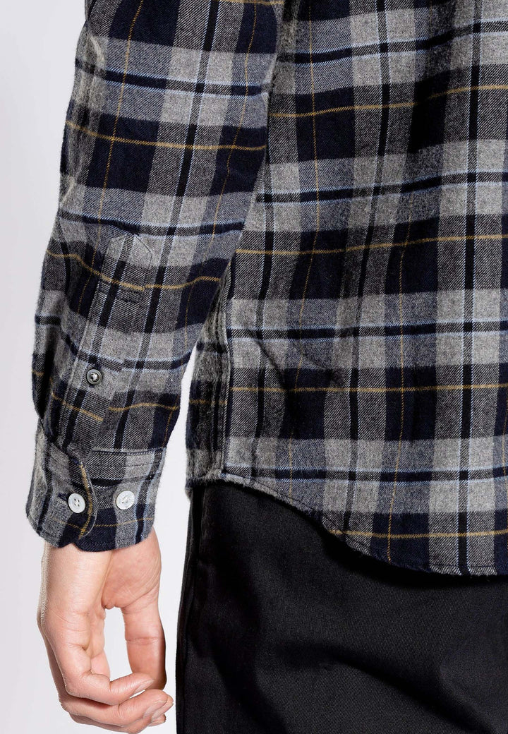 Anton Brushed Flannel Check Shirt - Taupe
