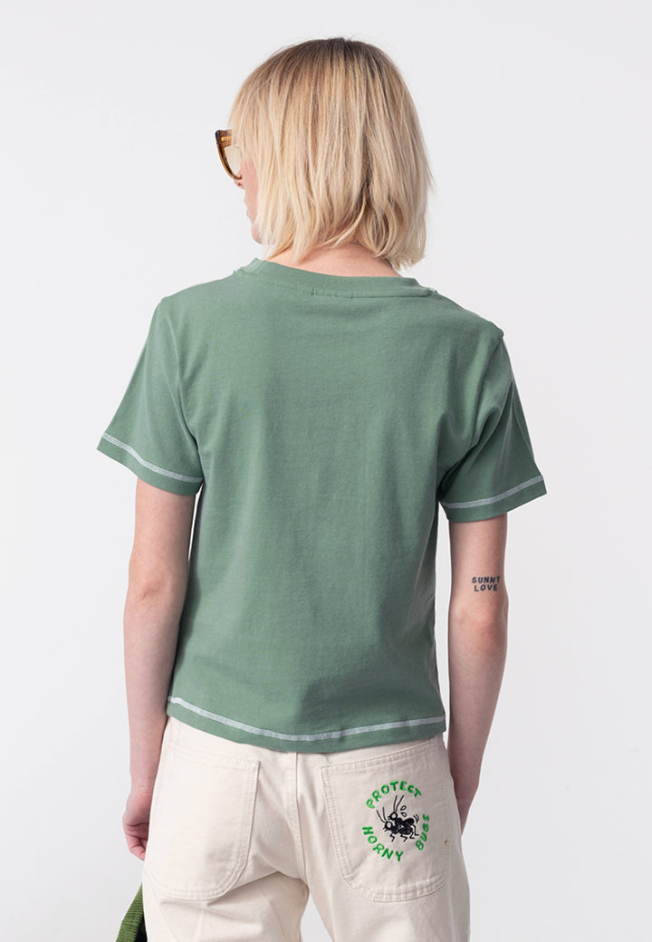Open Flowers T-Shirt - Washed Green