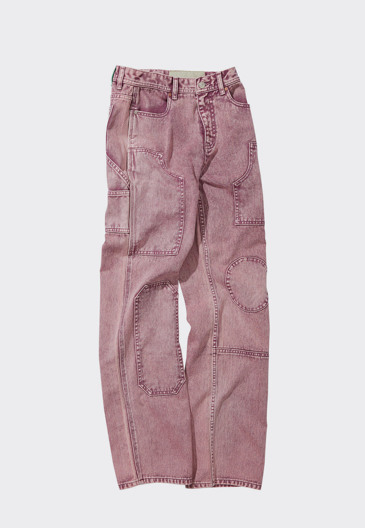 Over Dyed Bauhaus Patch Pants - pink