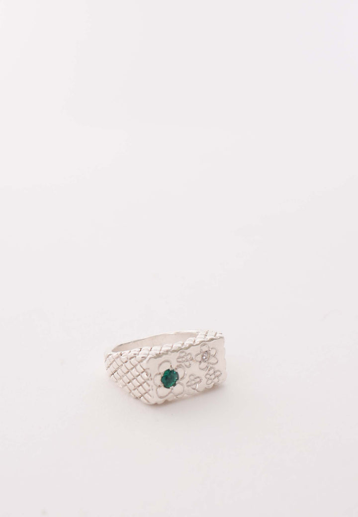 Flower Ring - Emerald/Cubic Zirconia