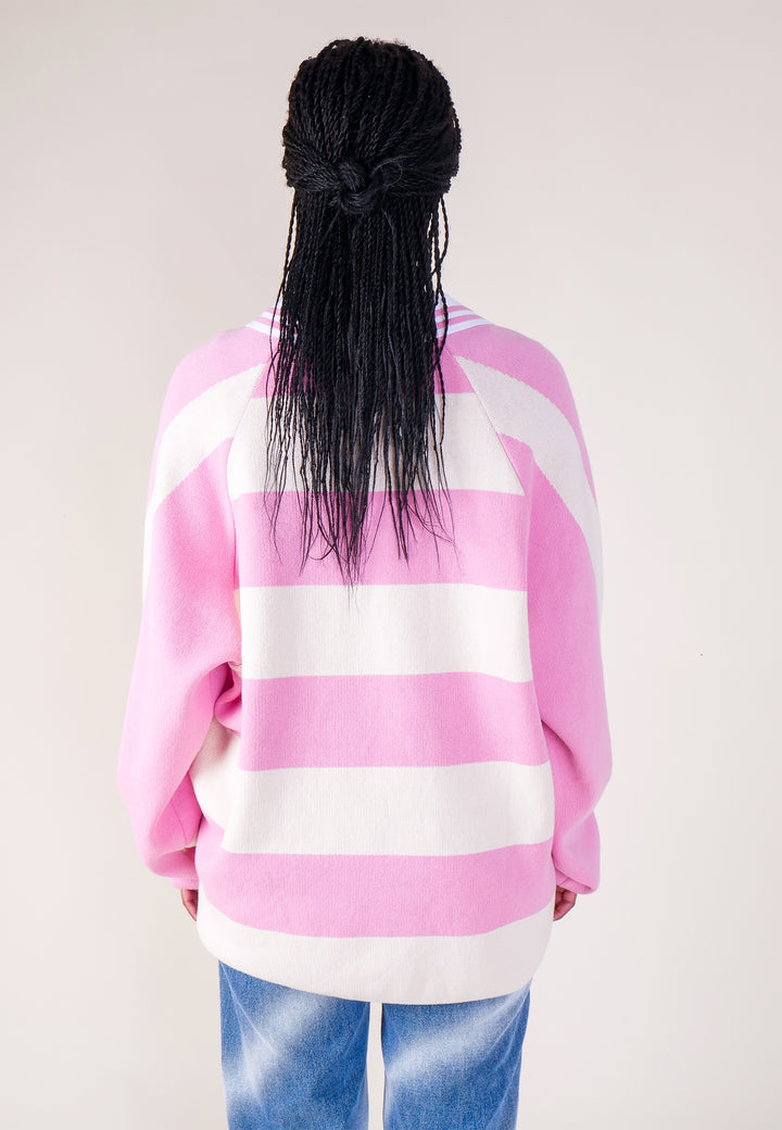 Knit Rugby Top - Pink