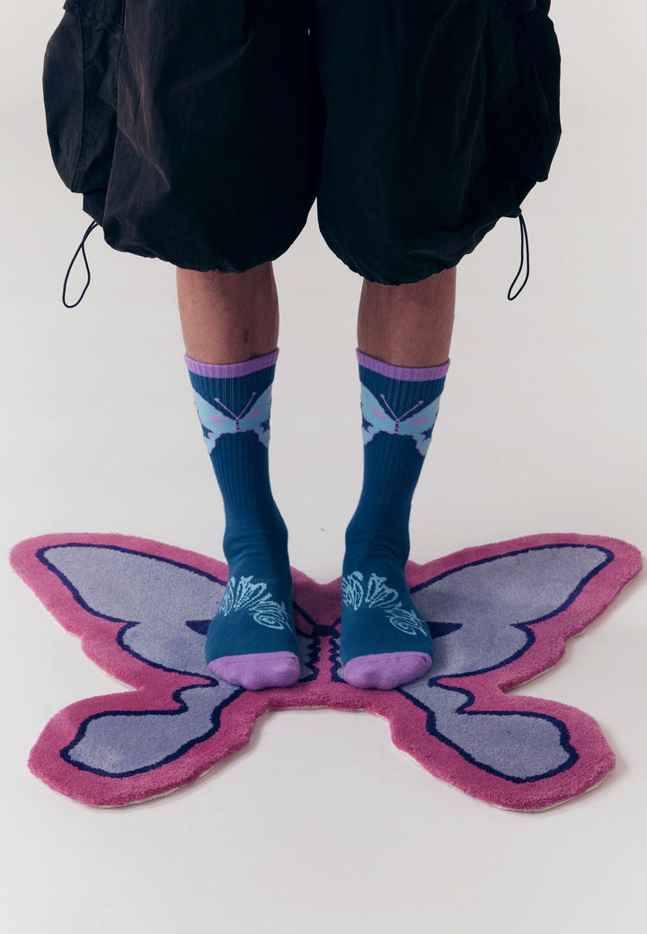 Butterfly Kiss Sport Socks - Blue