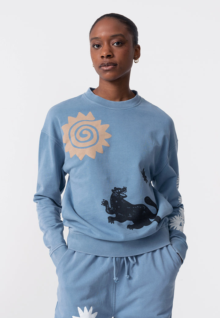 Pantherass Crew Neck Sweater - Washed Blue