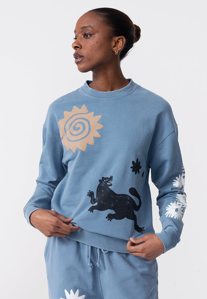 Pantherass Crew Neck Sweater - Washed Blue