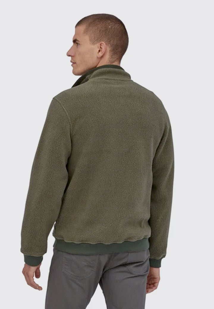 Shearling Button Pull Over - basin green