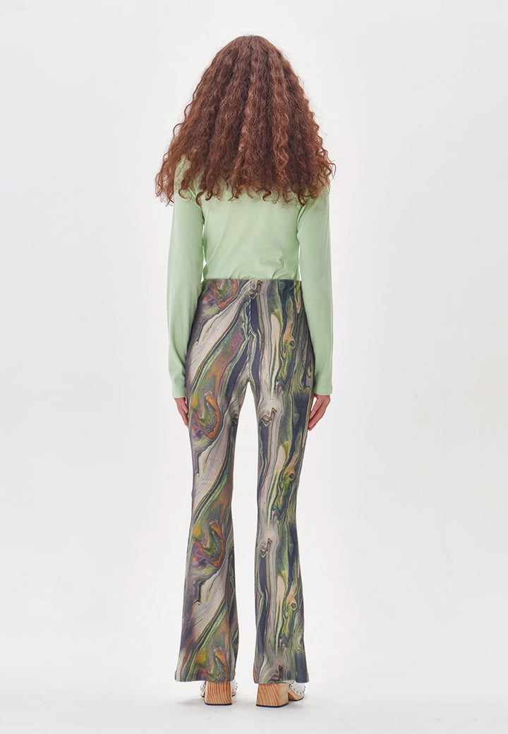 Peggy Marble Print Flares - multi