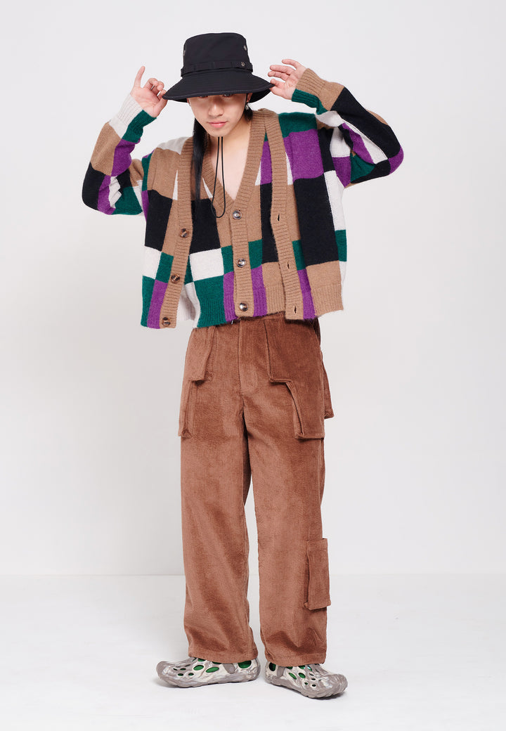 Communal Fields Knitted Mohair Cardigan - winter checks