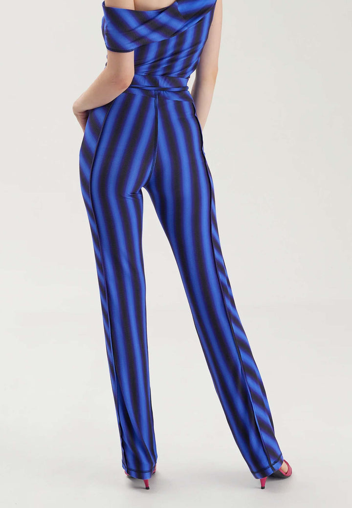 Pintuck Pant - Black/Blue Stripe