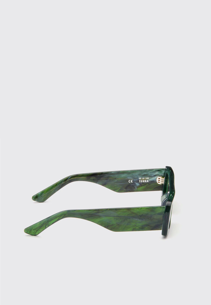 Polite Worldwide Terra Sunglasses - Green Marble/Greens Lens