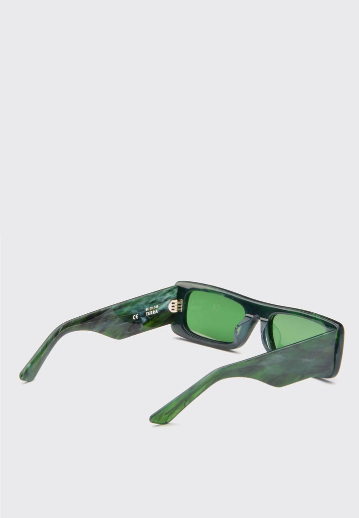 Polite Worldwide Terra Sunglasses - Green Marble/Greens Lens