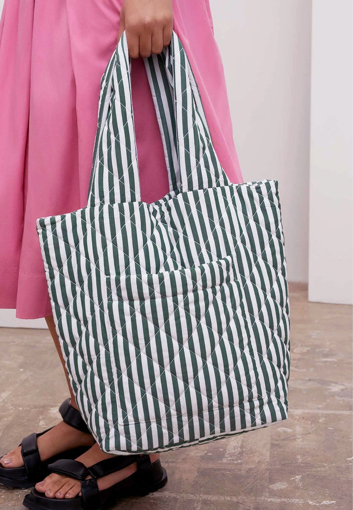 Quilt Bag - green/white stripe