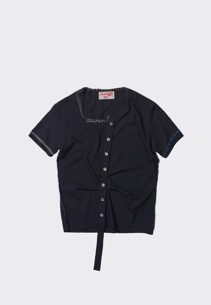 Re-worked Hand Stitched T-Shirt - black