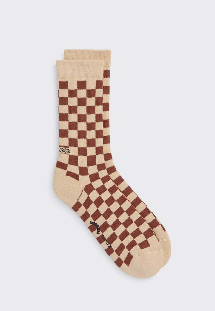 Tennis Squares Socks - cinnamon spice