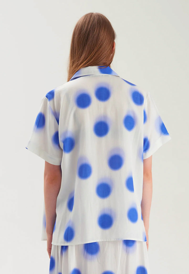 Short Sleeve Shirt - White/Blue Spot