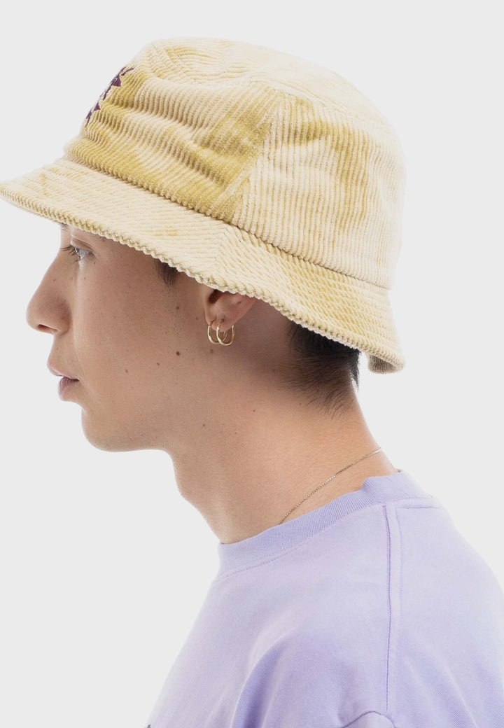 Spikey Bleached Cord Bucket Hat - gold
