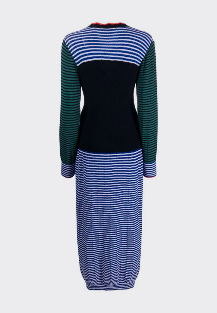 Star Knit Dress - Navy Lavender Green