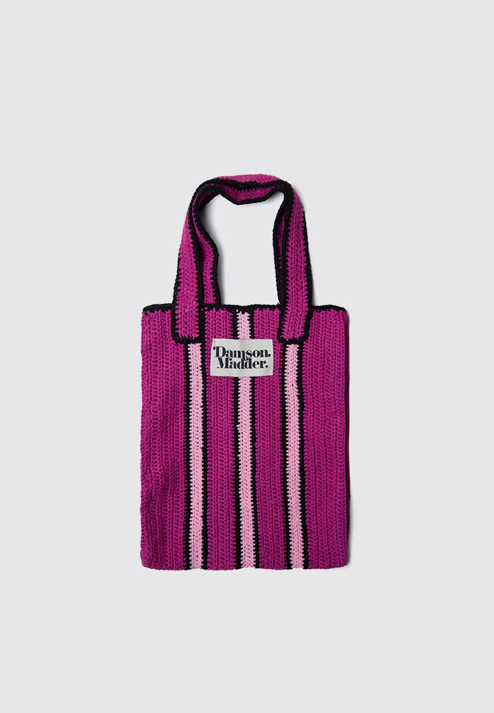 Stripe Crochet Bag - Aubergine/Lilac