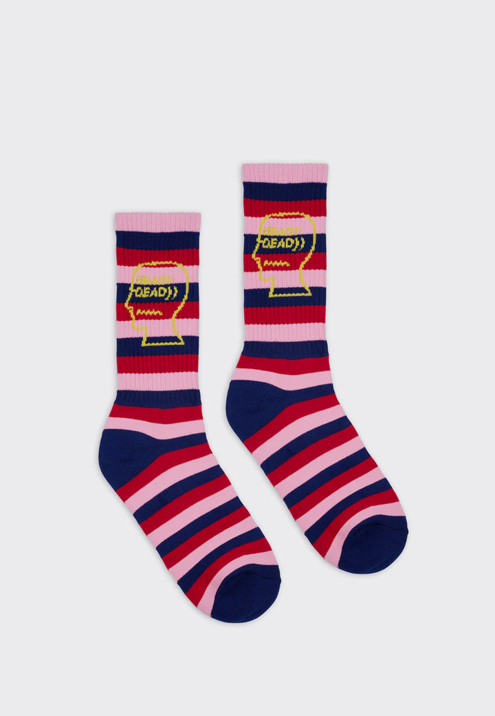 Striped Logo Head Socks - Navy