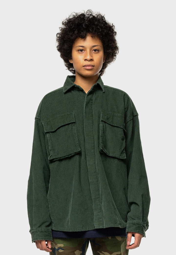 Corduroy Shirt Jacket - Forest Green