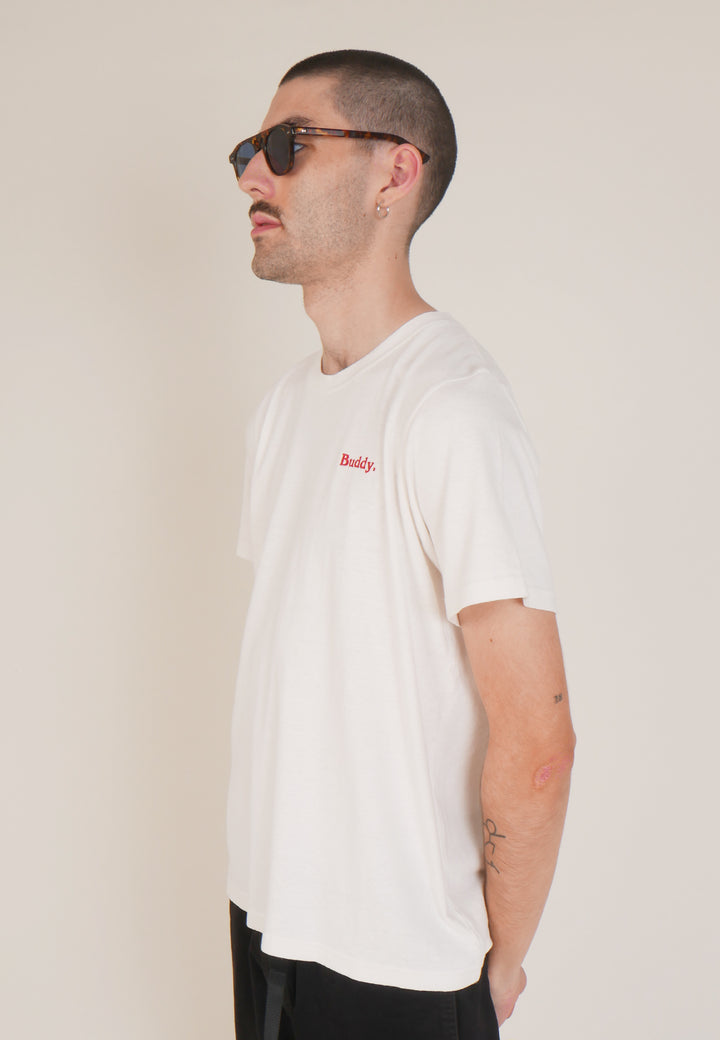 Embroidered Classic Hemp T-Shirt - white/red