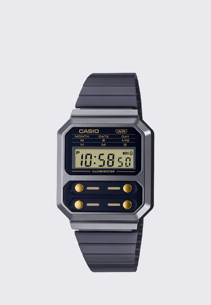 Vintage Digital Watch (A100WEGG-1A2) - grey ion/black