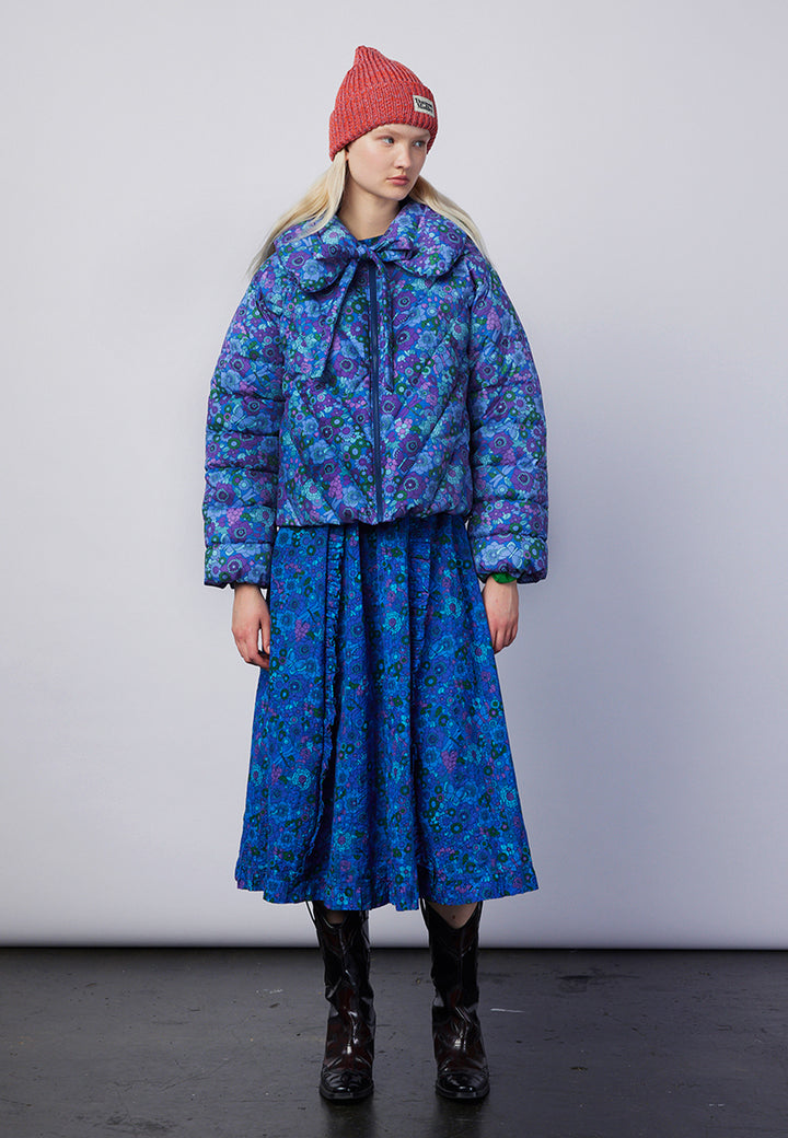 Wren Textured Floral Maxi Dress - Blue