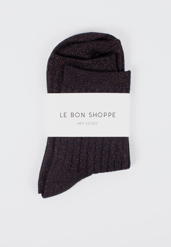 Le Bon Shoppe | Her Socks Lurex - Copper Black | Good As Gold, NZ