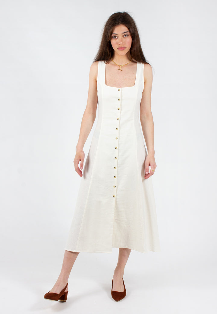 Claire Linen Dress - vintage white