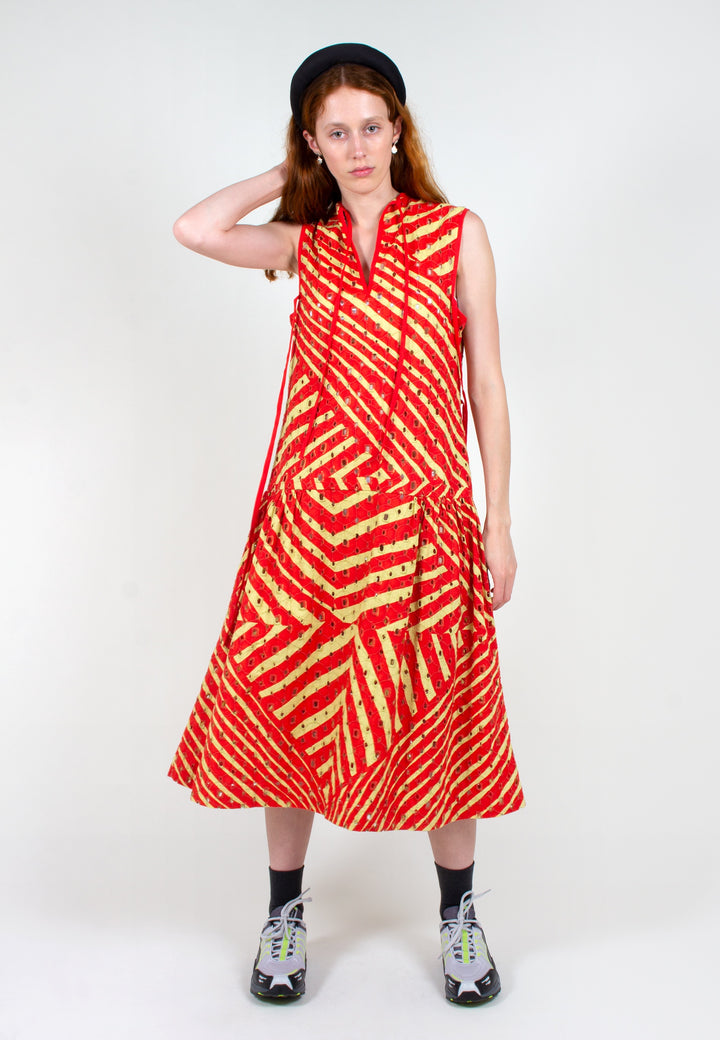 Verner | Broderie Dress Continuity Print - yellow/red | Good As Gold, NZ