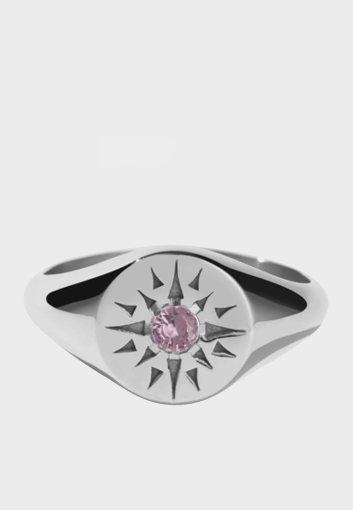 Ursa Signet Ring - silver/pink tourmaline