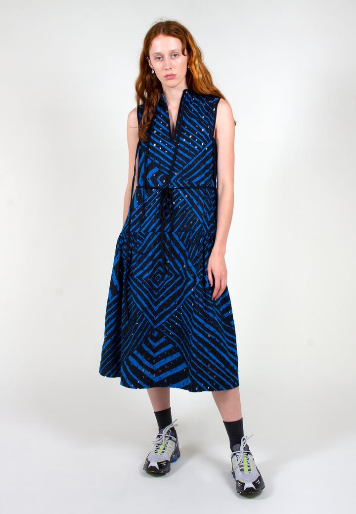 Verner | Broderie Dress Continuity Print - black/blue | Good As Gold, NZ