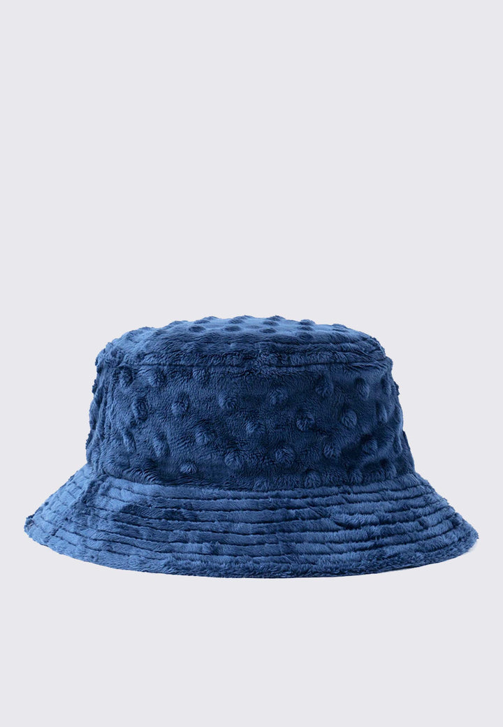 Embossed Fur Bucket Hat - navy