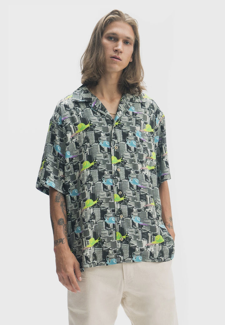 Snail Print Short Sleeve Shirt - multi