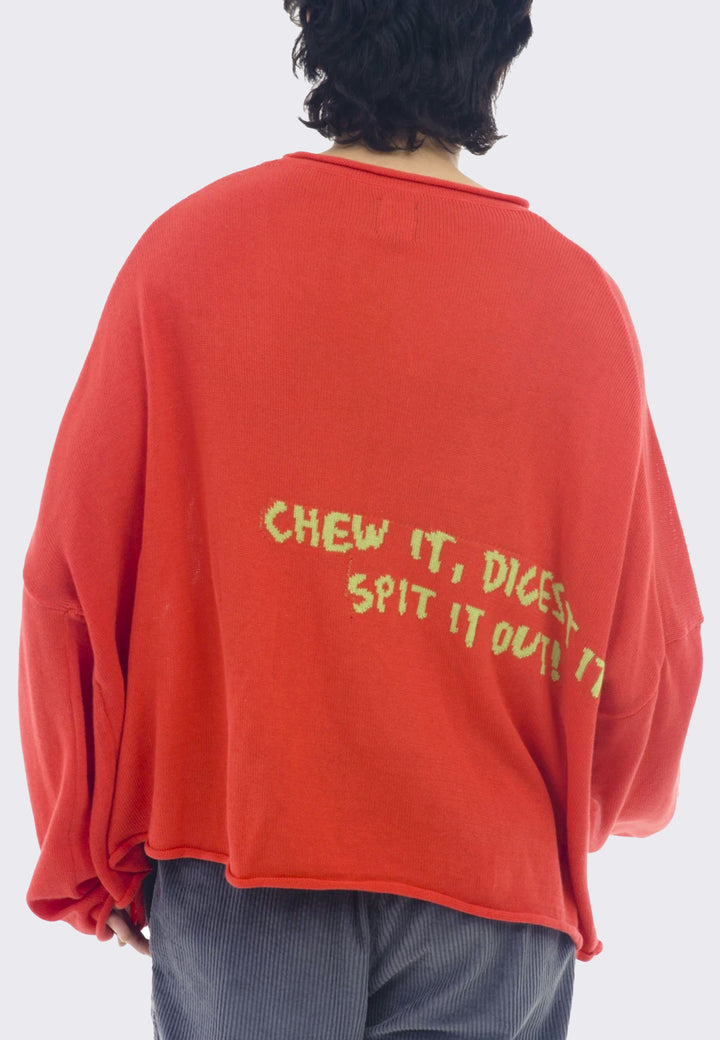 Spit It Oversized Cropped Boxy Sweater - red