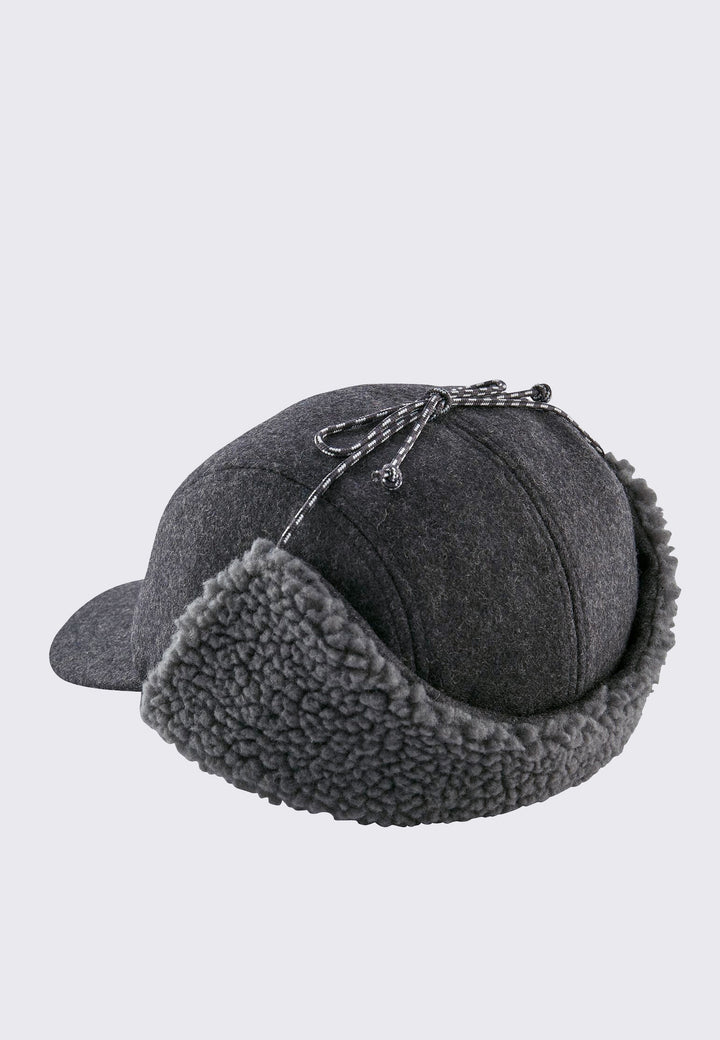 Recycled Wool Ear Flap Cap - forge grey