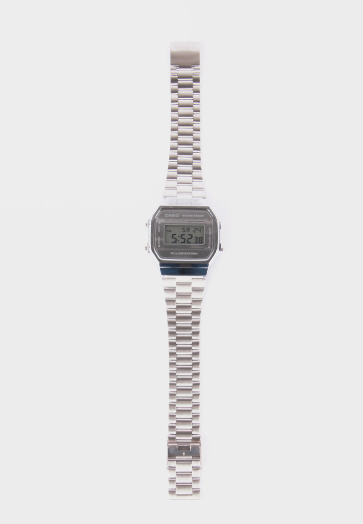 Retro Classic Digital Watch (A168WEM-7D) - silver