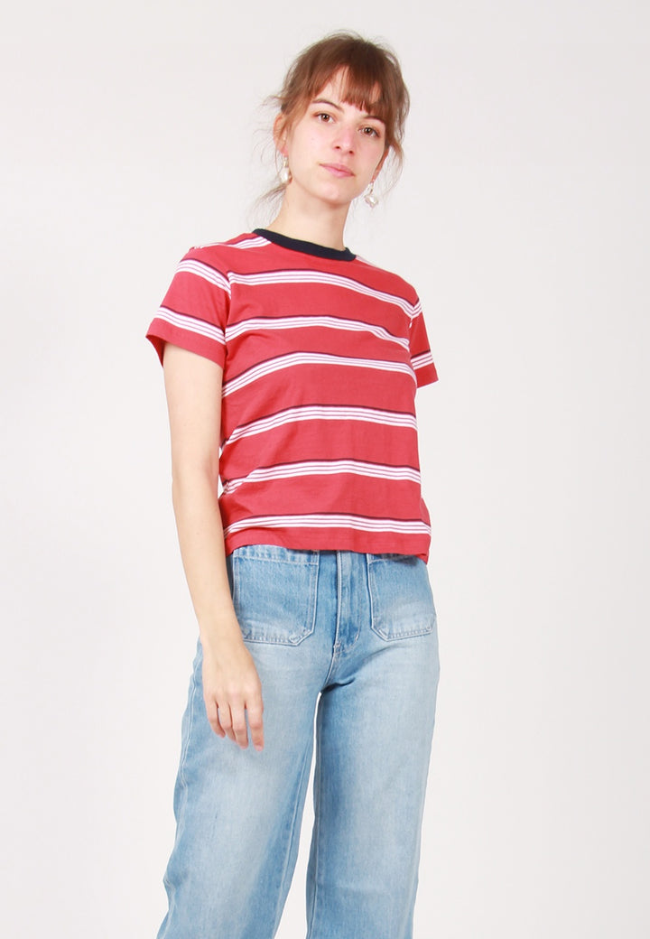 Rollas Stripe Crew T-Shirt - red - Good As Gold