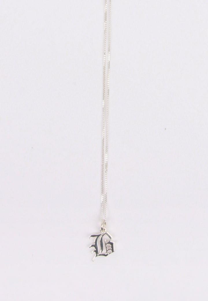 Small Capital Letter Necklace - silver B