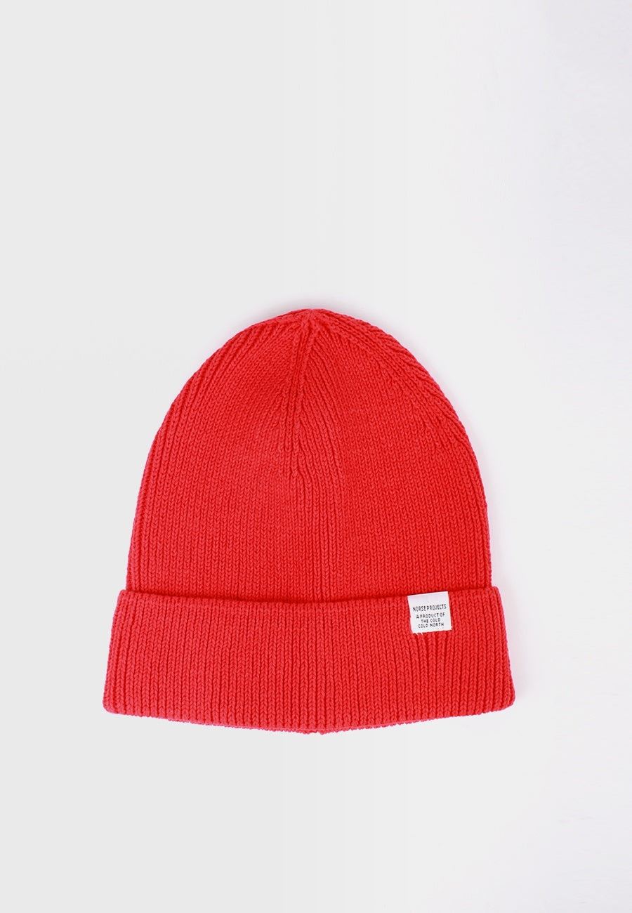 Norse Projects Cotton Watch Beanie - askja red - Good As Gold