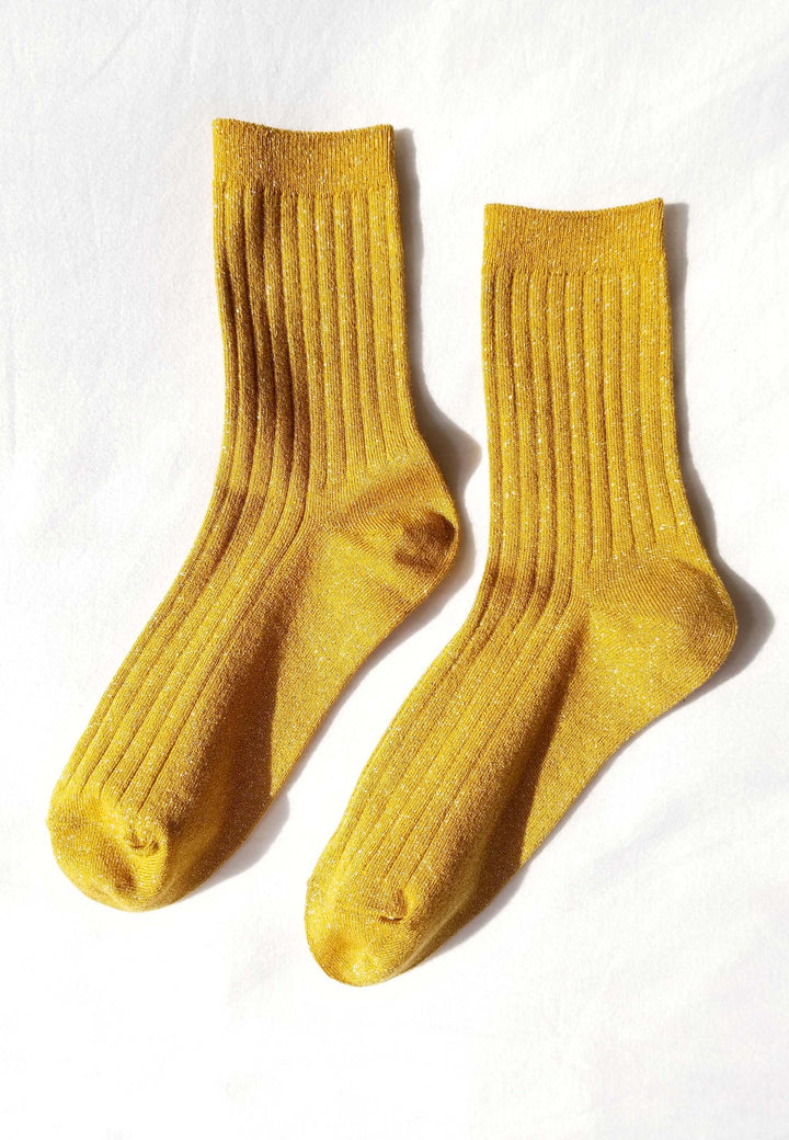 Her Socks Lurex - Mustard Glitter