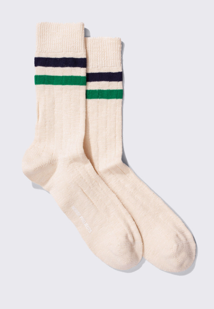 Bjarki Slub Stripe Socks - sporting green