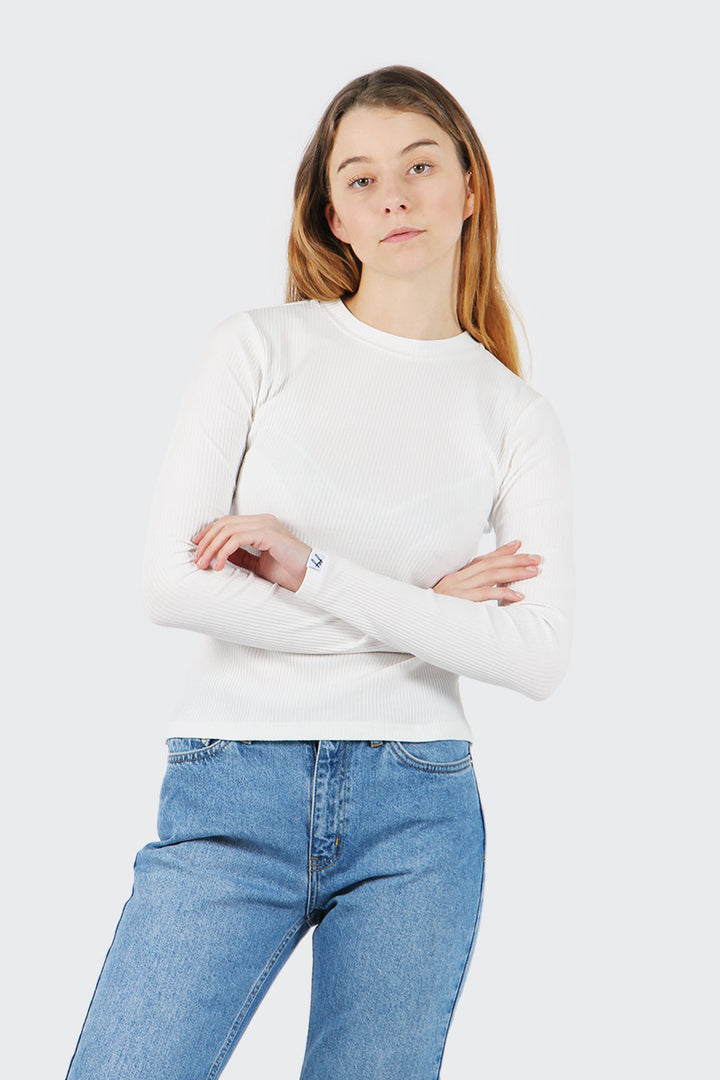 Good As Gold Classic Ribbed Long Sleeve T-Shirt - white | GOOD AS GOLD | NZ
