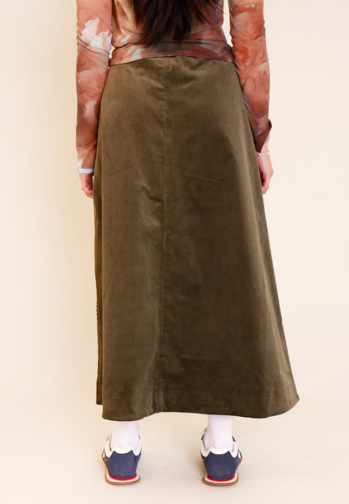 Corduroy Talecut Skirt - Olive